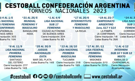 CALENDARIO TORNEOS NACIONALES DE CESTOBALL 2023