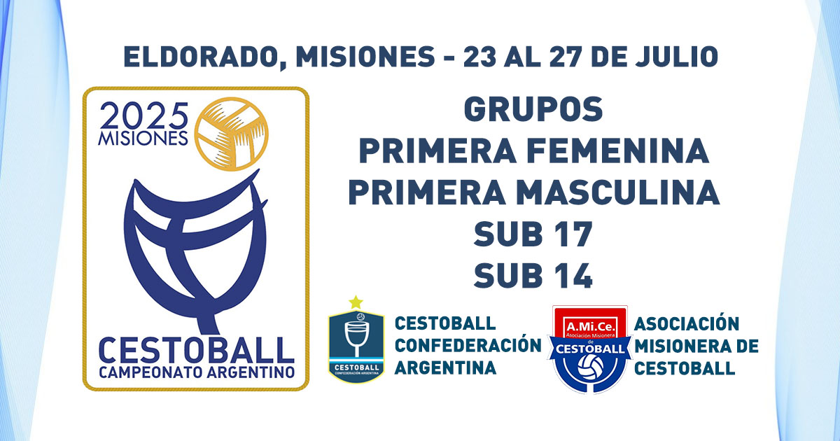 GRUPOS CAMPEONATO ARGENTINO DE CESTOBALL 2025